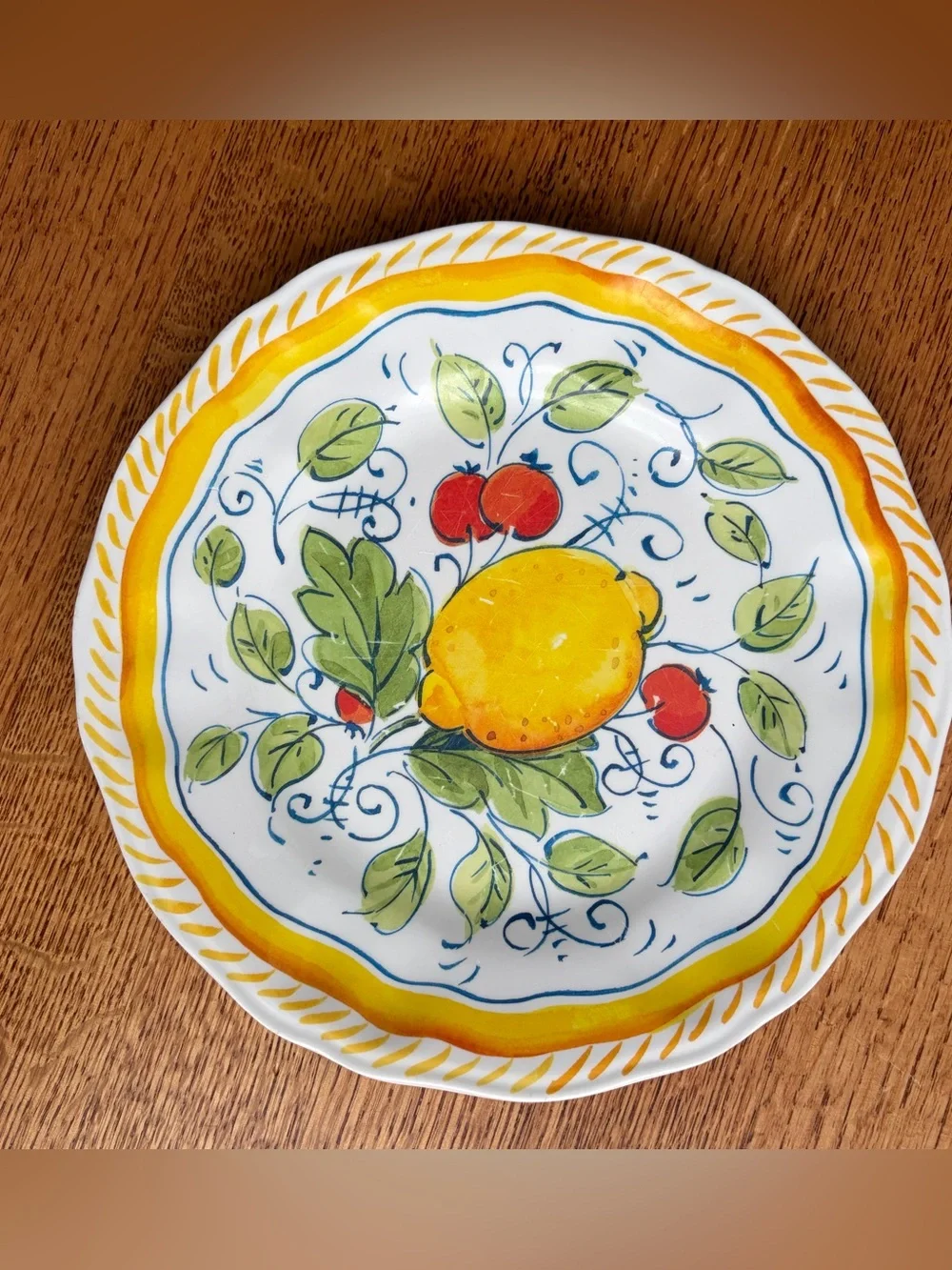 Le Cadeaux Mediterranean Lemon Tree Melamine Dinner Plates Set of 4 Retired